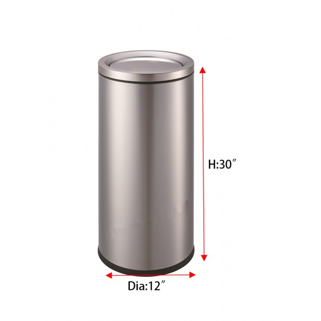 16Gallon/ 61Liter Luxurious Stainless Steel Trash Can Garbage Bin with Swing Cover (silver)